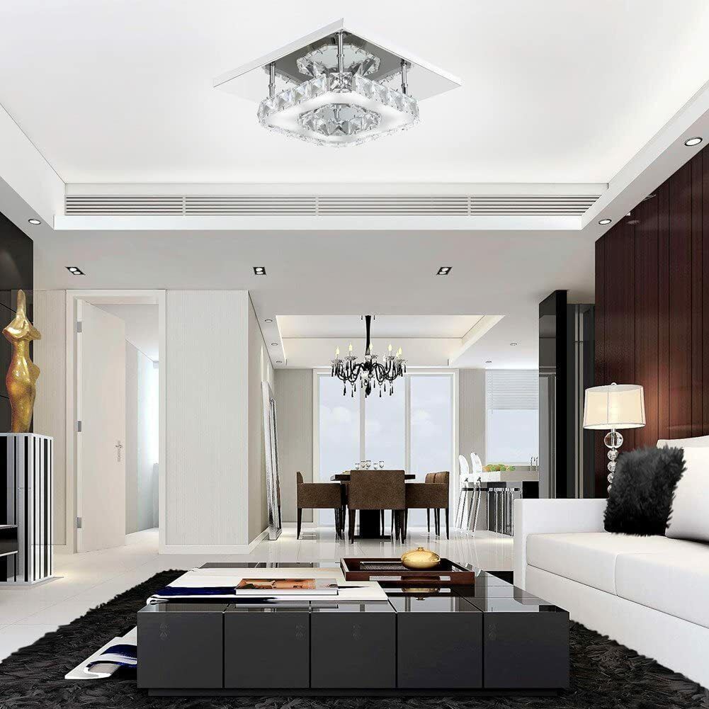Crystal Ceiling Light LED Light Room Chandelier Living LED Square
