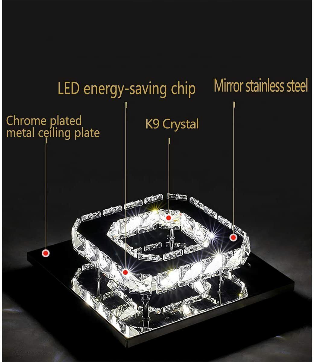 Crystal Ceiling Light LED Light Room Chandelier Living LED Square