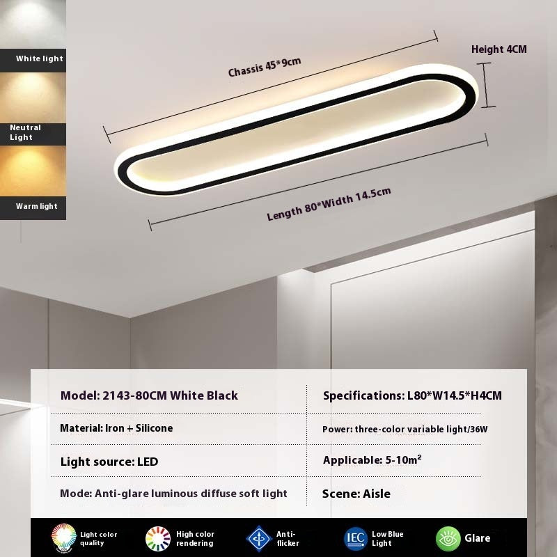 Modern Minimalist LED Strip Bedroom Cloakroom Ceiling Lamp