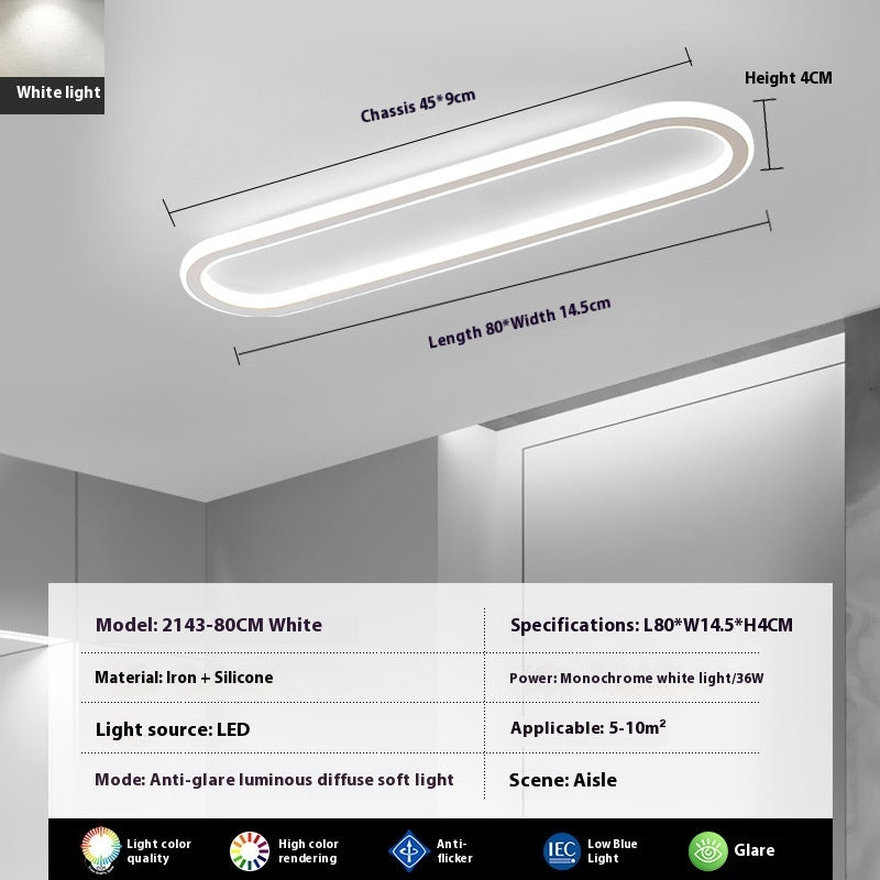 Modern Minimalist LED Strip Bedroom Cloakroom Ceiling Lamp