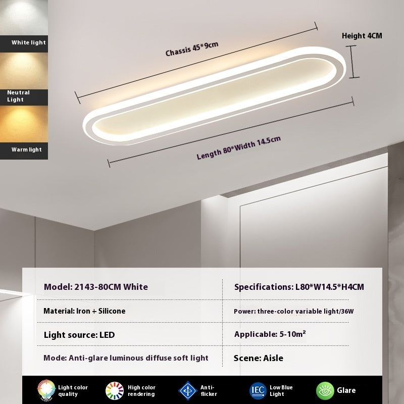 Modern Minimalist LED Strip Bedroom Cloakroom Ceiling Lamp