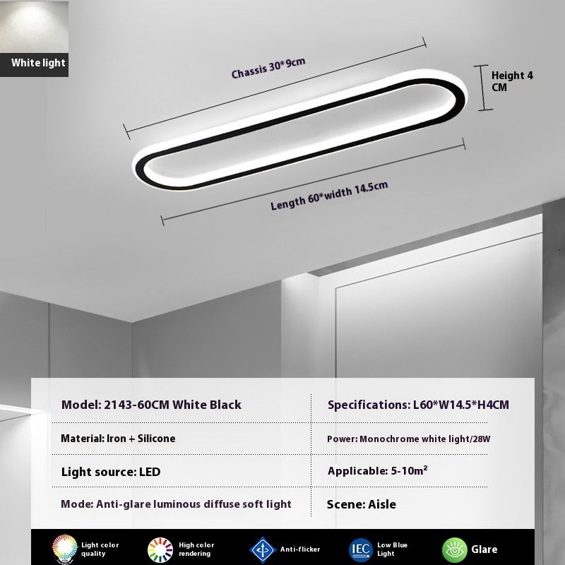 Modern Minimalist LED Strip Bedroom Cloakroom Ceiling Lamp