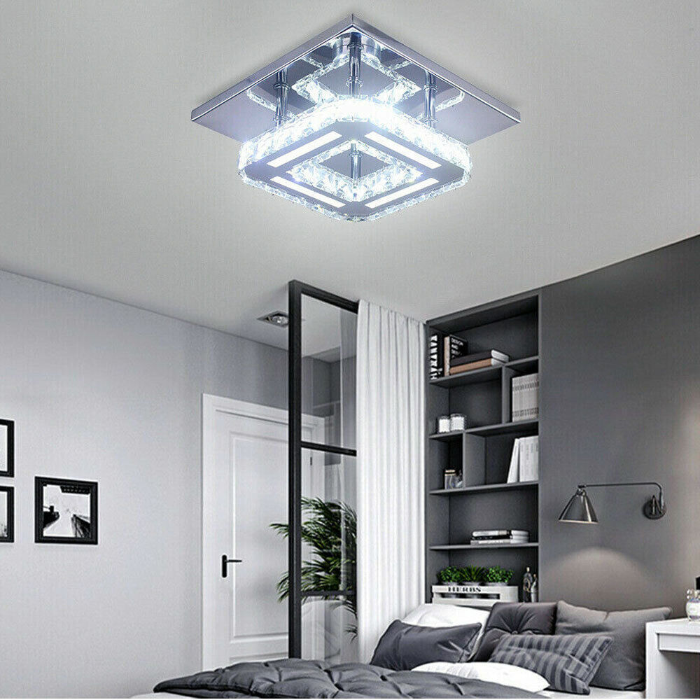 Crystal Ceiling Light LED Light Room Chandelier Living LED Square