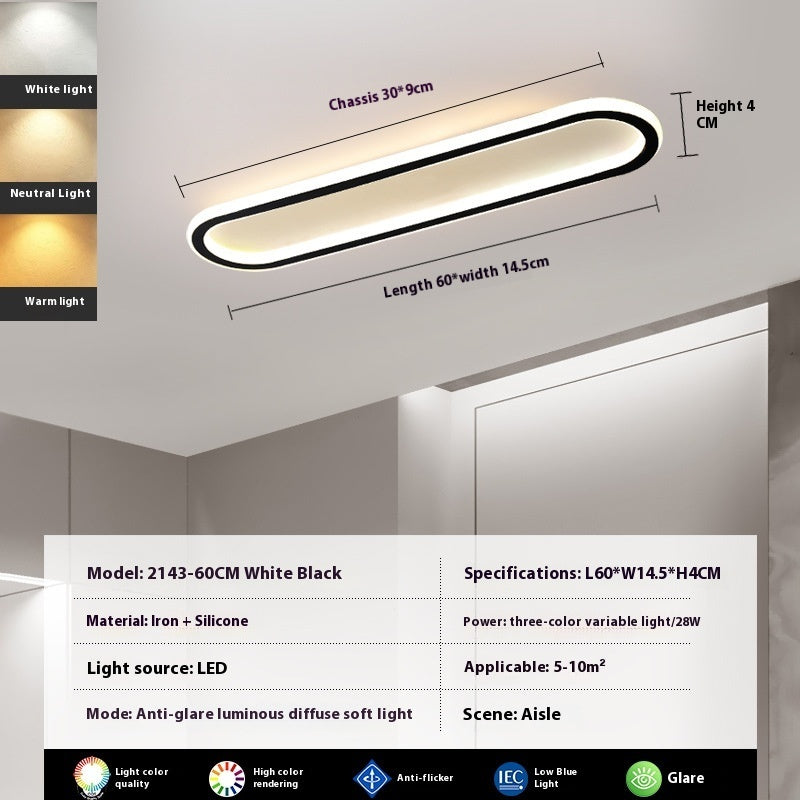 Modern Minimalist LED Strip Bedroom Cloakroom Ceiling Lamp