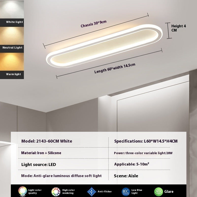 Modern Minimalist LED Strip Bedroom Cloakroom Ceiling Lamp
