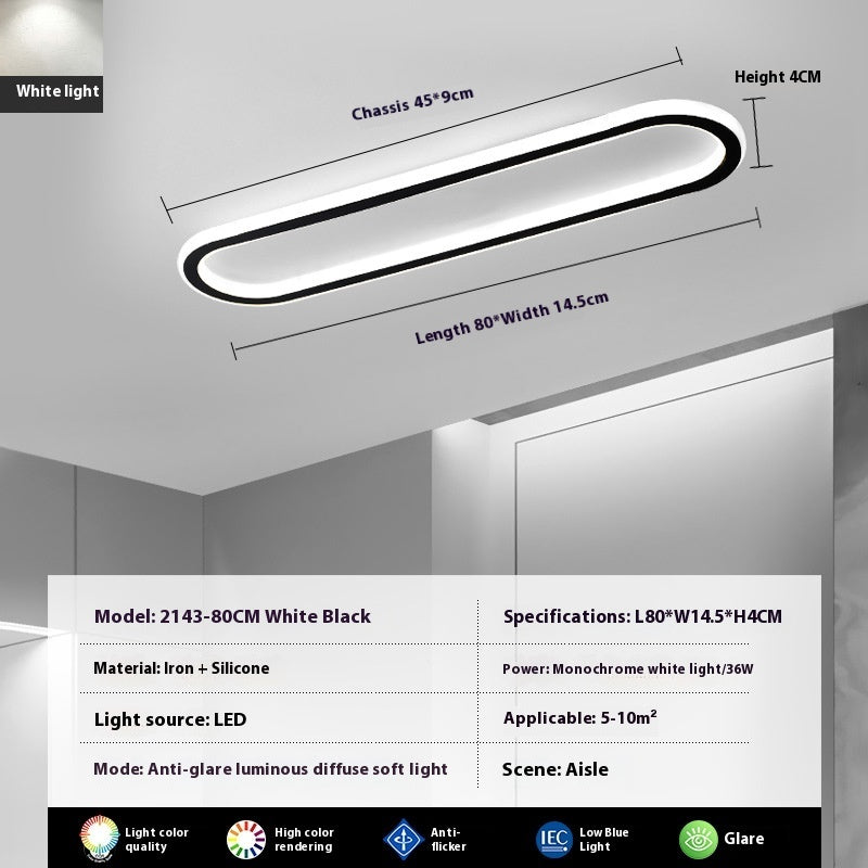 Modern Minimalist LED Strip Bedroom Cloakroom Ceiling Lamp