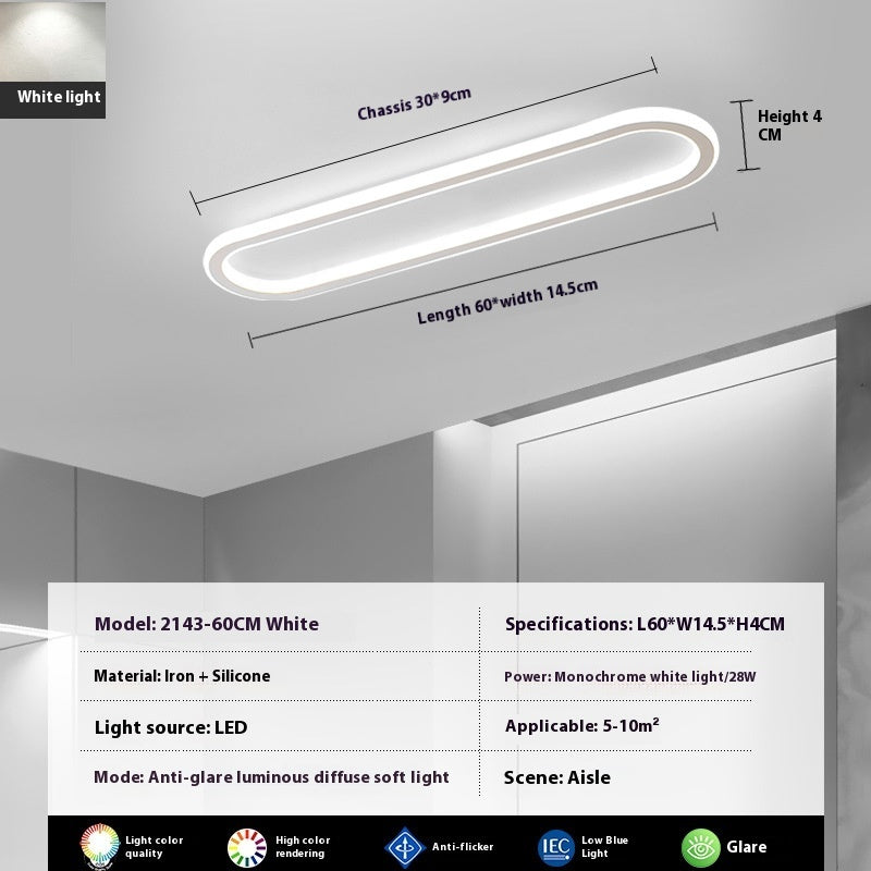 Modern Minimalist LED Strip Bedroom Cloakroom Ceiling Lamp