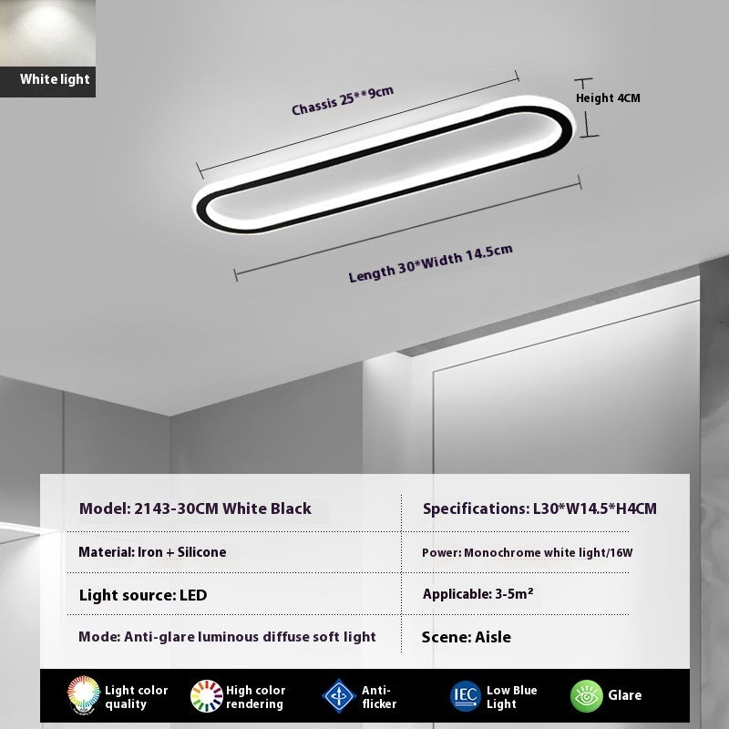 Modern Minimalist LED Strip Bedroom Cloakroom Ceiling Lamp