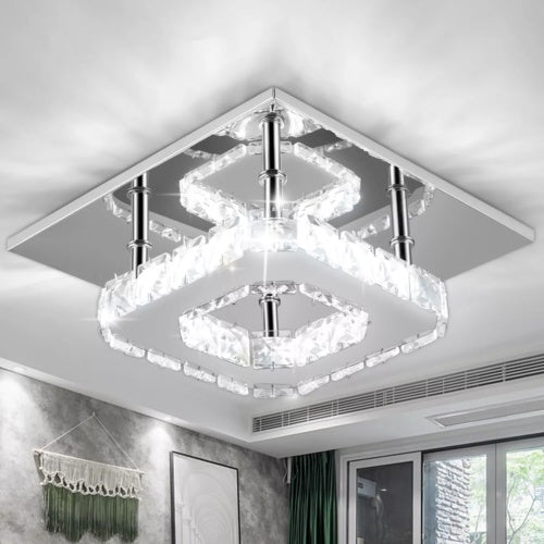 Crystal Ceiling Light LED Light Room Chandelier Living LED Square