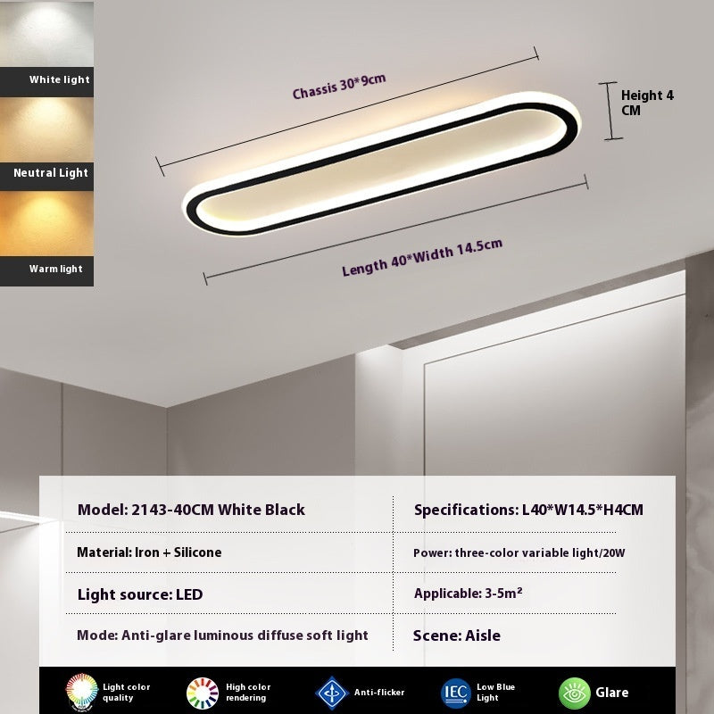 Modern Minimalist LED Strip Bedroom Cloakroom Ceiling Lamp