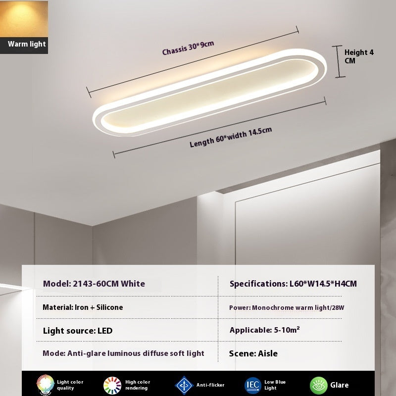 Modern Minimalist LED Strip Bedroom Cloakroom Ceiling Lamp