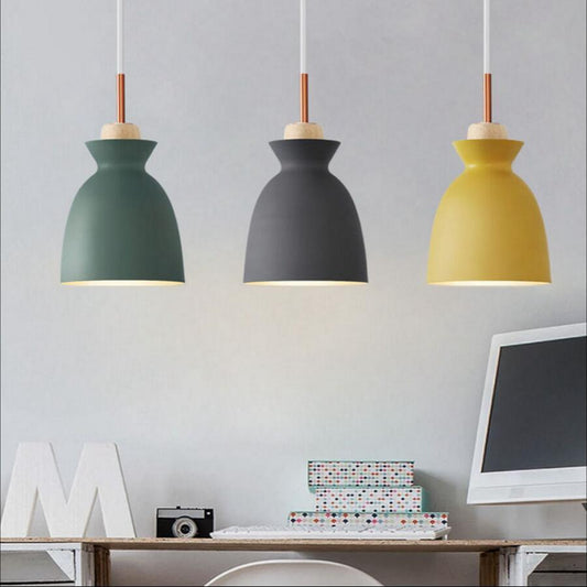 Creative retro industrial style solid wood wrought iron single head light