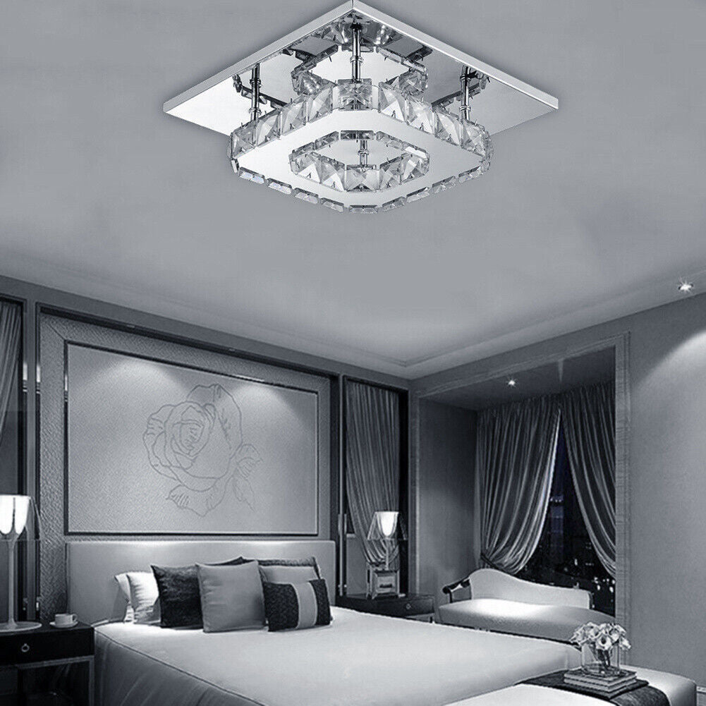 Crystal Ceiling Light LED Light Room Chandelier Living LED Square